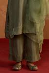 Shop_Rhua_Green Tissue, Organza Embroidery V-neck Dupatta And Kurta Set _Online_at_Aza_Fashions