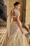 Seema Gujral_Ivory Organza Pearls, Sequins, Beads, Tassels, Embroidery Bridal Lehenga Set _Online_at_Aza_Fashions