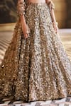 Buy_Seema Gujral_Gold Net Applique, Crystals, Sequins, Metallic 3d Embroidered Bridal Lehenga Set 