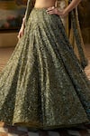 Shop_Seema Gujral_Green Organza, Net Sequins, Crystals, Tassels Moss Embroidered Lehenga Set _Online_at_Aza_Fashions