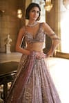 Buy_Seema Gujral_Purple Organza, Net Sequins, Embroidery, Crystals, Tassels Dusty Lehenga Set _Online_at_Aza_Fashions