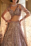 Seema Gujral_Purple Organza, Net Sequins, Embroidery, Crystals, Tassels Dusty Lehenga Set _at_Aza_Fashions