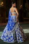 Seema Gujral_Blue Silk, Organza Embroidery, Pearls, Sequins, Thread Work Lehenga Set _Online_at_Aza_Fashions