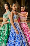 Shop_Seema Gujral_Blue Silk, Organza Embroidery, Pearls, Sequins, Thread Work Lehenga Set _Online_at_Aza_Fashions