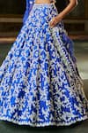 Seema Gujral_Blue Silk, Organza Embroidery, Pearls, Sequins, Thread Work Lehenga Set _at_Aza_Fashions