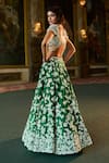 Seema Gujral_Green Silk, Organza Embroidery, Pearls, Sequins, Thread Work Lehenga Set _Online_at_Aza_Fashions