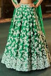 Shop_Seema Gujral_Green Silk, Organza Embroidery, Pearls, Sequins, Thread Work Lehenga Set _Online_at_Aza_Fashions