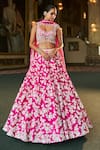 Buy_Seema Gujral_Fuchsia Silk, Organza Embroidery, Pearls, Sequins, Thread Work Lehenga Set _at_Aza_Fashions