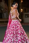 Seema Gujral_Fuchsia Silk, Organza Embroidery, Pearls, Sequins, Thread Work Lehenga Set _Online_at_Aza_Fashions