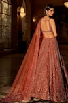 Seema Gujral_Orange Net Crystals, Sequins, Beads, Tassels, Embroidery Copper Lehenga Set _Online_at_Aza_Fashions