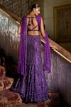 Seema Gujral_Purple Net Sequins, Tassels Sweetheart , Halter Mermaid Skirt Set _Online_at_Aza_Fashions