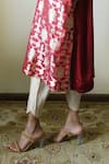 Buy_Shorshe Clothing_Red Brocade, Silk Embroidery, Lace Rajbaari Floral Kurta And Dhoti Pant Set _Online_at_Aza_Fashions