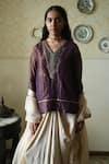 Shorshe Clothing_Purple Tissue, Silk Embroidery, Sequins, Beads, Lace Kurta And Cowl Skirt Set _Online_at_Aza_Fashions
