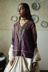 Buy_Shorshe Clothing_Purple Tissue, Silk Embroidery, Sequins, Beads, Lace Kurta And Cowl Skirt Set _Online_at_Aza_Fashions