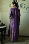 Shop_Shorshe Clothing_Purple Tissue Embroidery, Lace V-neck Sashiko Hand Kurta _Online_at_Aza_Fashions