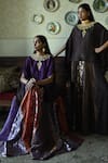 Shorshe Clothing_Purple Round Neck, Split Maharani Hand Embroidered Patchwork Cape _Online_at_Aza_Fashions