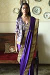 Shorshe Clothing_Purple Silk Lace, Embroidery, Zari Ashoka Saree _Online_at_Aza_Fashions