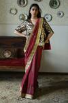 Buy_Shorshe Clothing_Red Silk Lace, Embroidery Trim And Hand Saree _at_Aza_Fashions