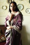 Shorshe Clothing_Purple Chanderi Silk, Tissue Lace, Embroidery Sati Handwoven Saree _Online_at_Aza_Fashions