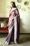 Shop_Shorshe Clothing_Purple Chanderi Silk, Tissue Lace, Embroidery Sati Handwoven Saree _at_Aza_Fashions
