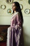 Buy_Shorshe Clothing_Purple Chanderi Silk, Tissue Lace, Embroidery Sati Handwoven Saree _Online_at_Aza_Fashions