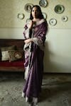 Shop_Shorshe Clothing_Purple Chanderi Silk, Tissue Lace, Embroidery Sati Handwoven Saree _Online_at_Aza_Fashions