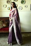 Shorshe Clothing_Purple Chanderi Silk, Tissue Lace, Embroidery Sati Handwoven Saree _at_Aza_Fashions
