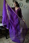 Shorshe Clothing_Purple Organza Lace Anaar Dupatta _Online_at_Aza_Fashions