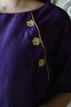 Shorshe Clothing_Purple Silk Embroidery, Bows Round Neck Charulata Blouse _Online_at_Aza_Fashions