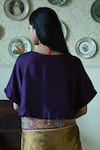 Shop_Shorshe Clothing_Purple Silk Embroidery, Bows Round Neck Charulata Blouse _at_Aza_Fashions