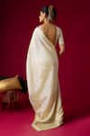 Shop_RAYASHA KHAN_Off White Silk, Tissue, Satin Zari, Zahara Banarasi Stripe Saree With Blouse _at_Aza_Fashions