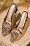 Buy_House Of Vian_Emerald Green Embroidery, Mirrors, Sequins, Beads Rabayat Work Mule Heels _at_Aza_Fashions