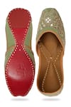 Buy_NR By Nidhi Rathi_Green Embroidered And Mirror Work Jutti _at_Aza_Fashions