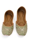 Shop_NR By Nidhi Rathi_Green Embroidered And Mirror Work Jutti _at_Aza_Fashions