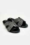 Shop_Heel Your Sole_Black Rhinestones Dazzle Embellished Criss-cross Strap Wedges _at_Aza_Fashions