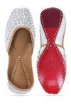 Buy_NR By Nidhi Rathi_Silver Embellished Leather Jutti _at_Aza_Fashions