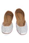 Shop_NR By Nidhi Rathi_Silver Embellished Leather Jutti _at_Aza_Fashions