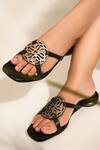 Buy_Heel Your Sole_Black Cut Work Kai Metallic Detail Sandals _at_Aza_Fashions