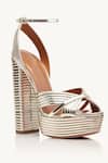 Buy_Sephyr_Gold Piping Pleated Ankle Strap Heels _at_Aza_Fashions