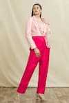 Samyukta Singhania Pink Silk Sequins Square Neck Color Block Blazer Pant Set at Aza Fashions Samyukta Singhania_Pink Silk Sequins Square Neck Color Block Blazer Pant Set _at_Aza_Fashions