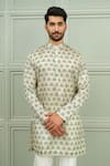 Buy_Niloufer By Aasif Ally_Green Silk Funtoosh Printed Kurta And White Pant Set 