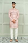 Buy_Niloufer By Aasif Ally_Off White Silk Kacchi Keri Printed Kurta And Pant Set _at_Aza_Fashions