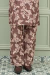 Buy_Niloufer By Aasif Ally_Brown Silk Kesar Kasturi Printed Kurta And Pant Set _Online_at_Aza_Fashions