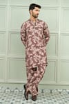 Shop_Niloufer By Aasif Ally_Brown Silk Kesar Kasturi Printed Kurta And Pant Set _Online_at_Aza_Fashions