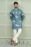 Buy_Niloufer By Aasif Ally_Blue Silk Neel Gaj Elephant Print Kurta And Pant Set 