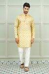 Buy_Niloufer By Aasif Ally_Yellow Silk Tashan Printed Buti Kurta And Pant Set 