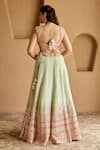 Shop_SUHINO_Mint Tissue, Organza Embroidery, Mirrors, Metallic Thread, Green Lehenga Set _at_Aza_Fashions