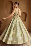 Shop SUHINO Green Tissue, Organza Mirrors, Zari, Embroidery Leaf Neck Dual Kali Lehenga Set at Aza Fashions Shop_SUHINO_Green Tissue, Organza Mirrors, Zari, Embroidery Leaf Neck Dual Kali Lehenga Set _at_Aza_Fashions