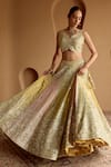 Buy SUHINO Multi Color Tissue, Organza Mirrors, Embroidery, Zari, Colorblock Lehenga Set Online at Aza Fashions Buy_SUHINO_Multi Color Tissue, Organza Mirrors, Embroidery, Zari, Colorblock Lehenga Set _Online_at_Aza_Fashions