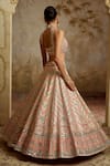 Shop_SUHINO_Peach Tissue, Organza Embroidery, Gota Patti, Mirrors, Zari Blouse Lehenga Set _at_Aza_Fashions